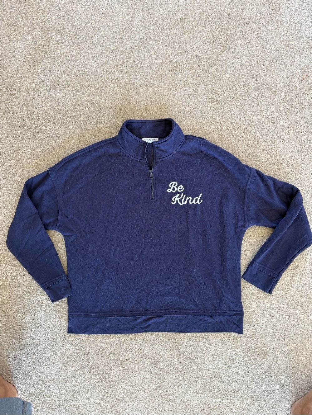 Grayson Threads Navy 'Be Kind' Quarter-Zip Pullover